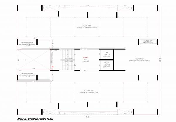  sahjanand-shikhar Block B Ground Floor Cluster Plan