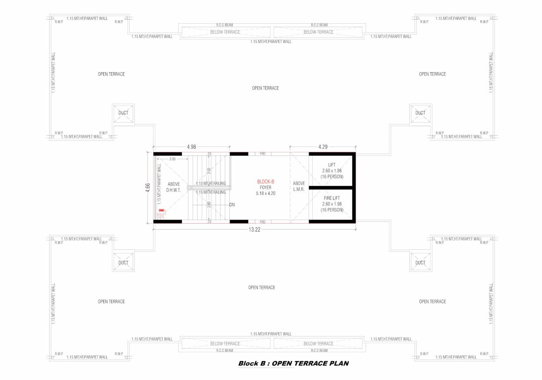  sahjanand shikhar Block B Terrace Floor Cluster Plan
