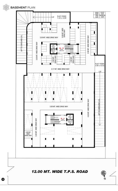  shikhar parisar Block A & B Basement Floor Cluster Plan