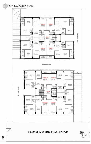  shikhar-parisar Block A & B Typical Floor Cluster Plan