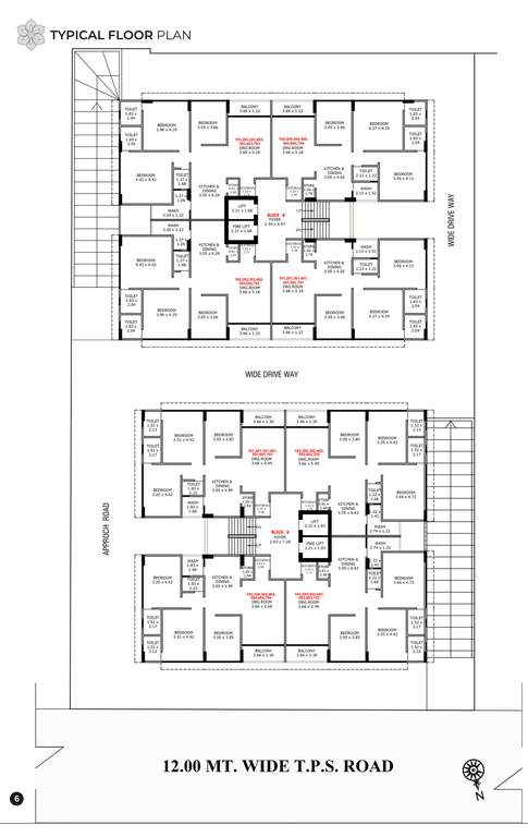  shikhar parisar Block A & B Typical Floor Cluster Plan