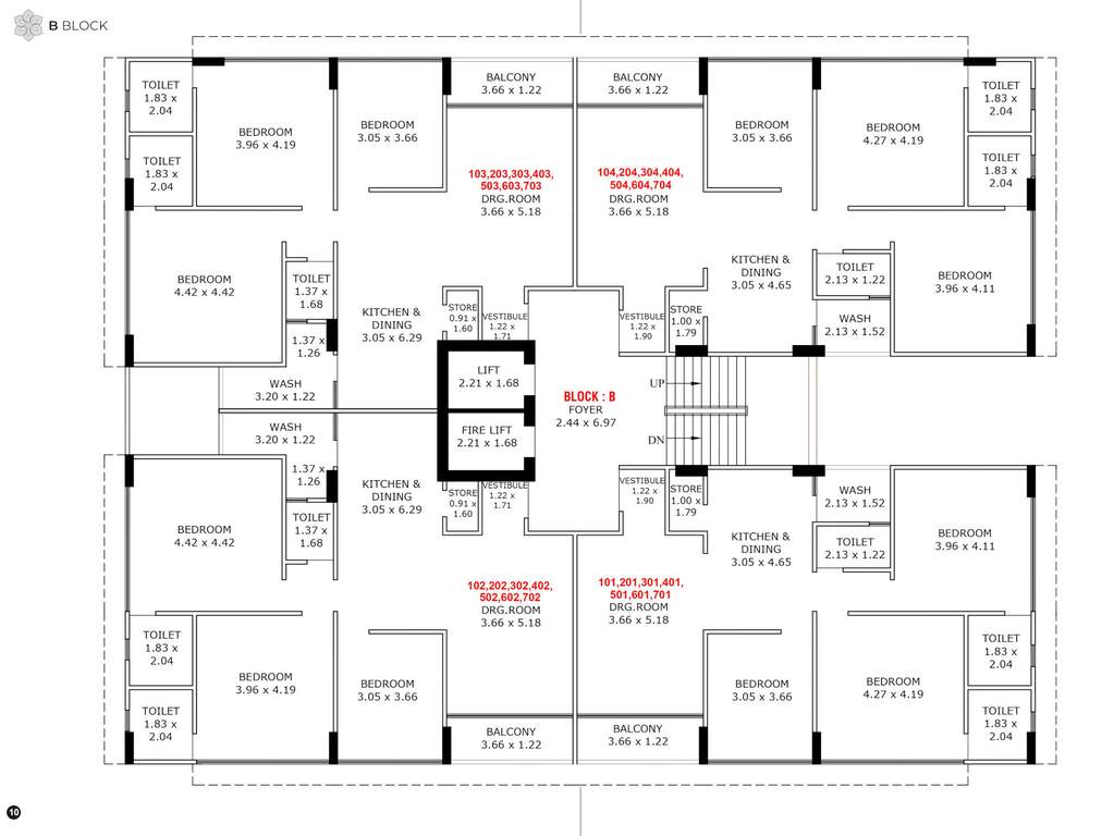  shikhar parisar Block B Typical Floor Cluster Plan
