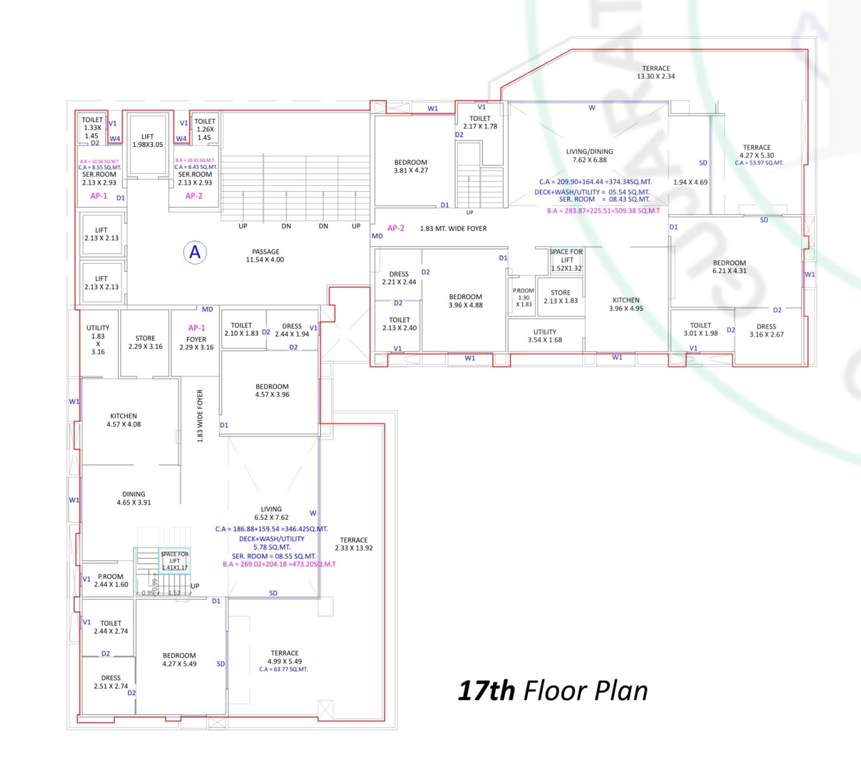  piramyd palacia Block A Cluster Plan for 17th Floor