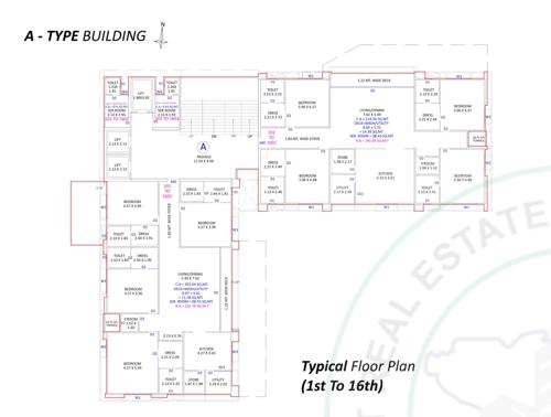  piramyd-palacia Block A Cluster Plan from 1st to 16th Floor