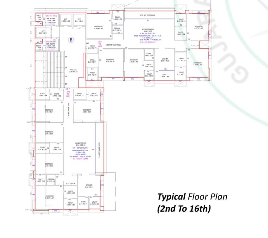  piramyd palacia Block B Cluster Plan from 2nd to 16th Floor