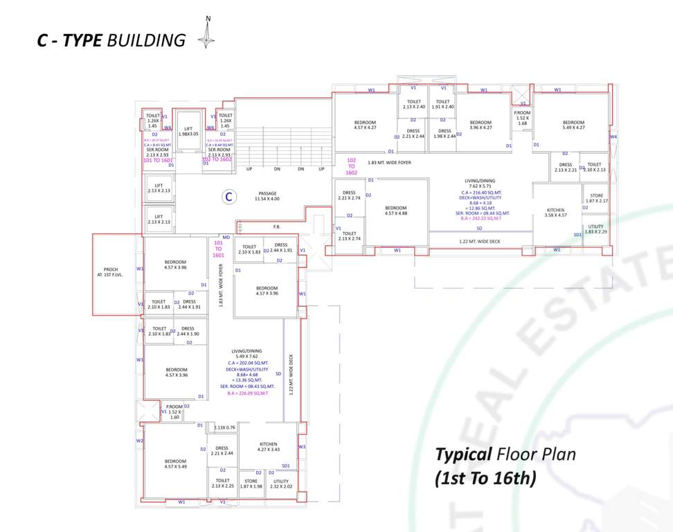  piramyd palacia Block C Cluster Plan from 1st to 16th Floor