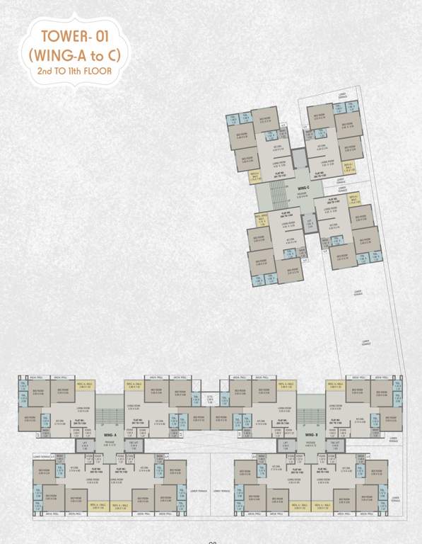  ratnam aangan Wing A,B&C Cluster Plan from 2nd to 11th Floor