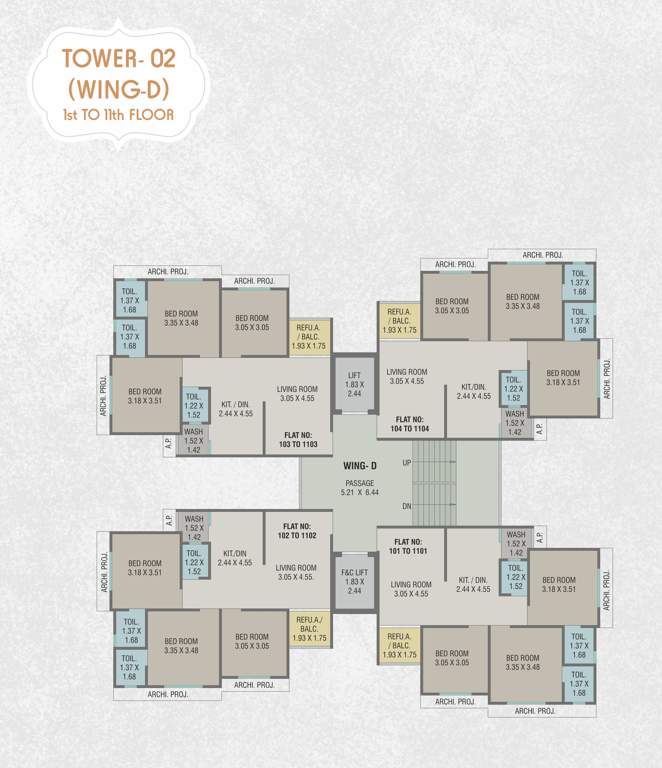  ratnam aangan Wing D Cluster Plan from 1st to 10th Floor