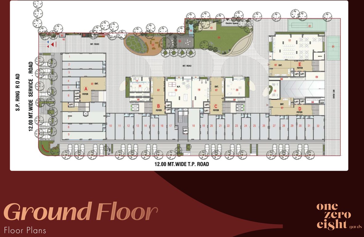  one zero eight yards A To E Ground Cluster Plan