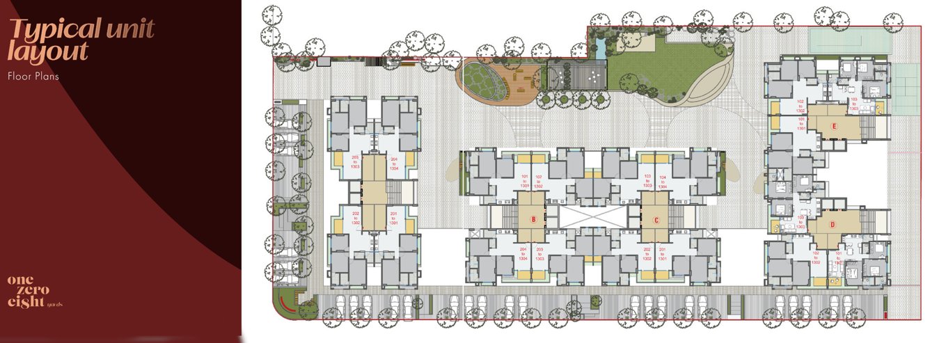  one zero eight yards A To E Typical Cluster Plan