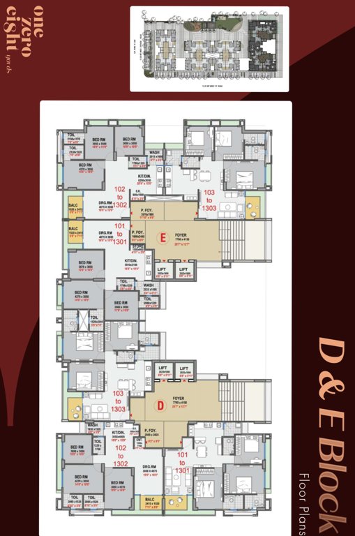  one zero eight yards D & E Typical Cluster Plan