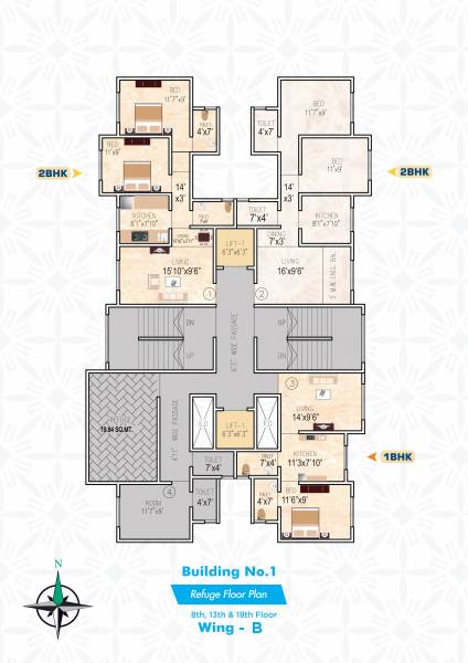  gp-complex Wing B Cluster Plan for 9, 13 And 18  Floor
