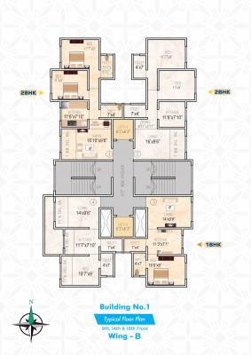  gp-complex Wing B Cluster Plan for 9, 14 And 19 Floor
