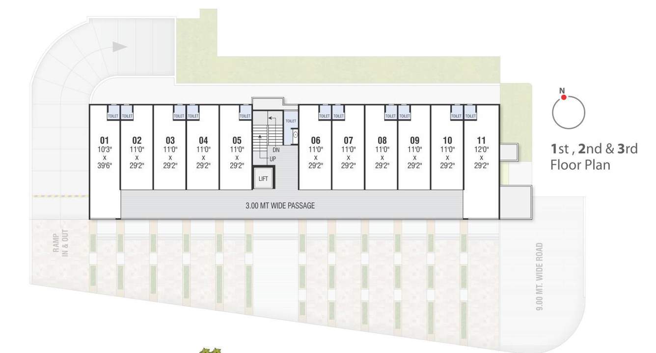  abode  Commercial Cluster Plan From 1st To 3rd Floor