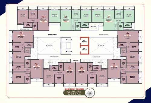  shri-ram-tower Shriram Tower Residential Cluster Plan from 1st to 7th Floor