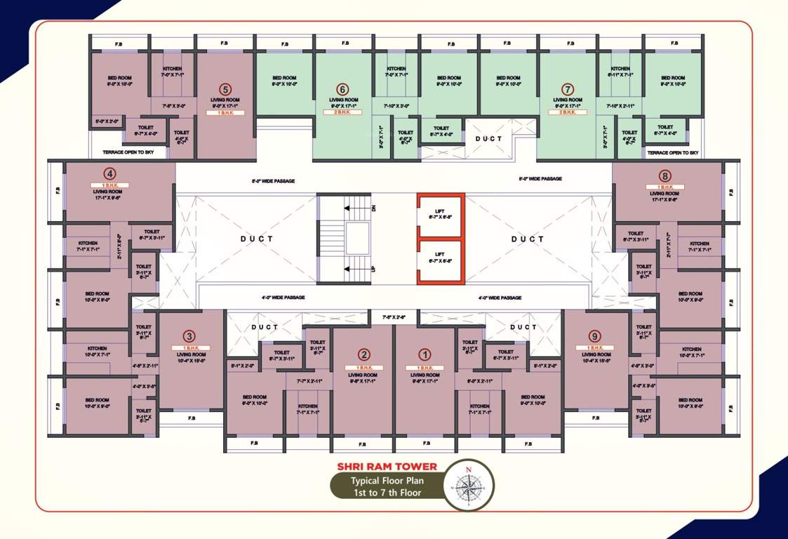 shri ram tower Shriram Tower Residential Cluster Plan from 1st to 7th Floor