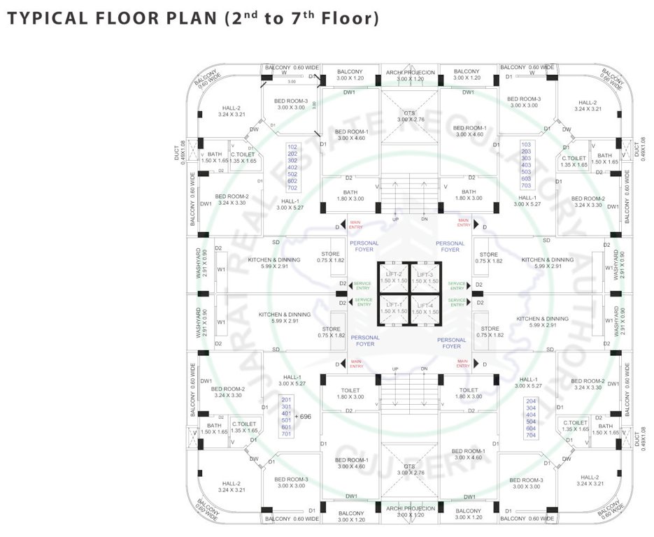  swastik homes A Cluster Plan From 2nd To 7th Floor