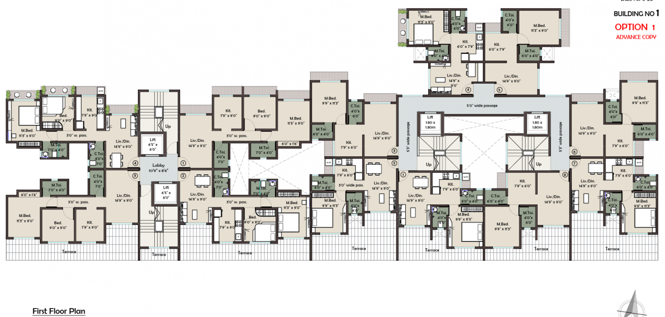  prithvi anand kuber complex Building 1 Cluster Plan for 1st Floor