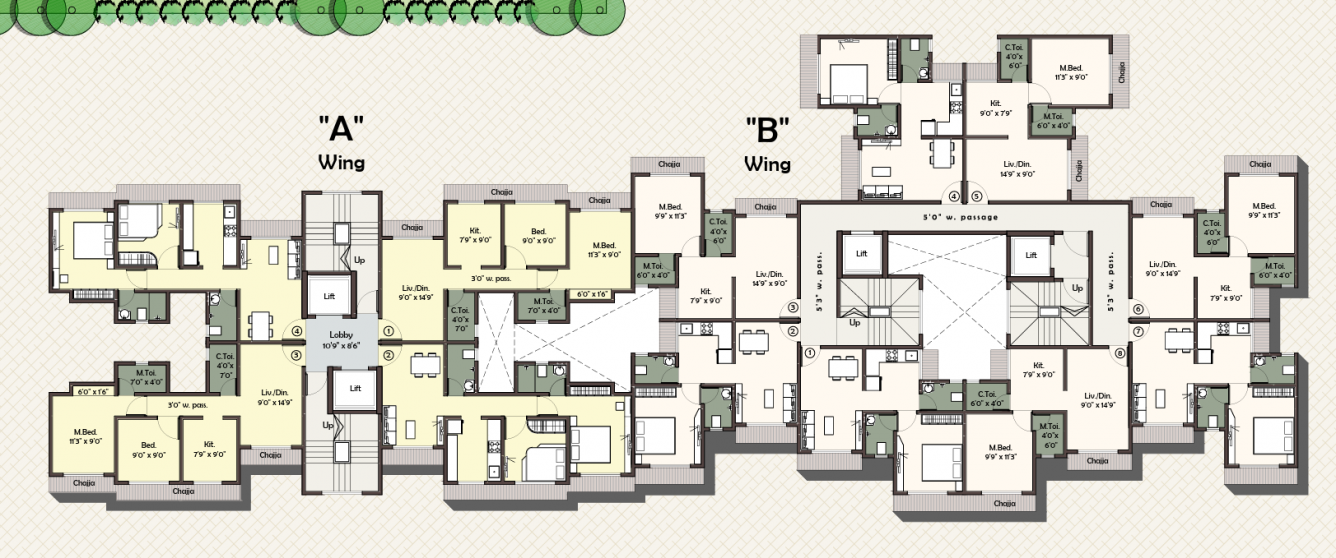  prithvi anand kuber complex Building 1 Cluster Plan for 9th Floor