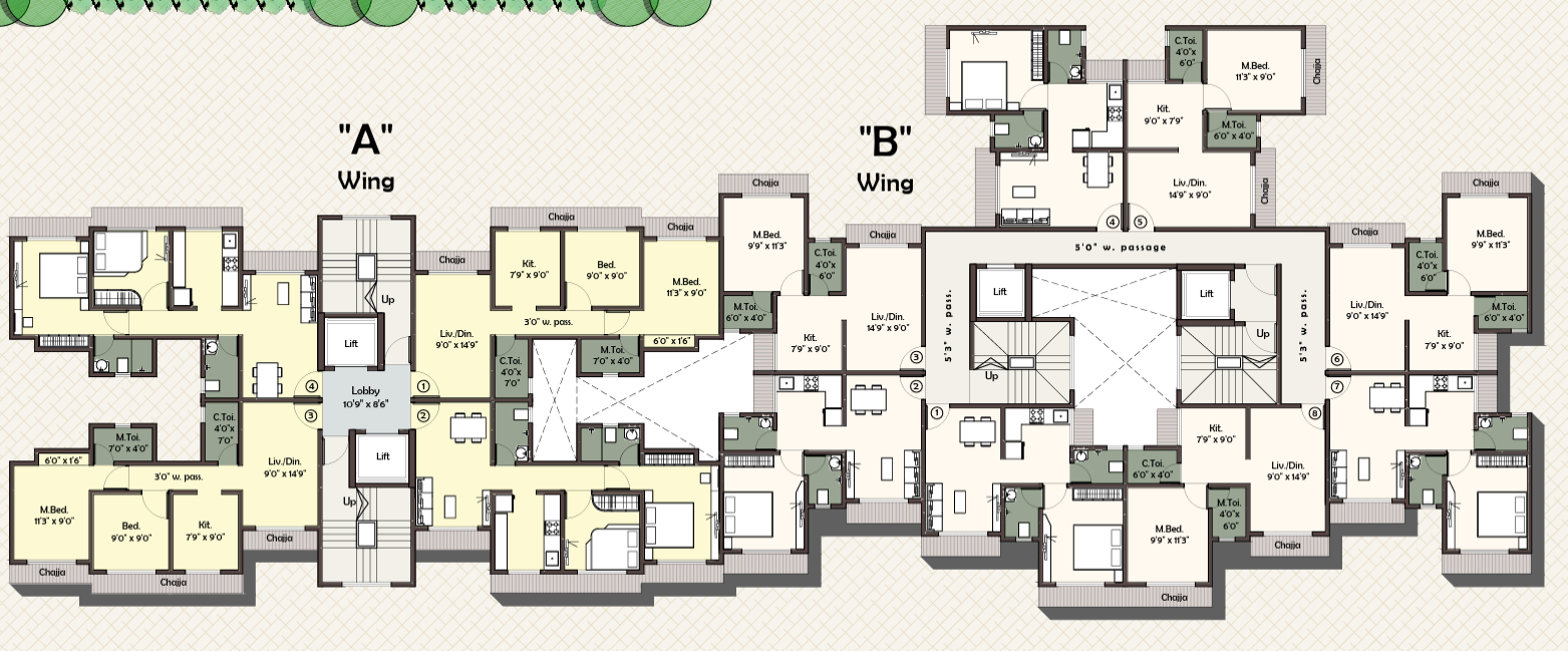  prithvi anand kuber complex Building 1 Cluster Plan from 2nd to 7th Floor