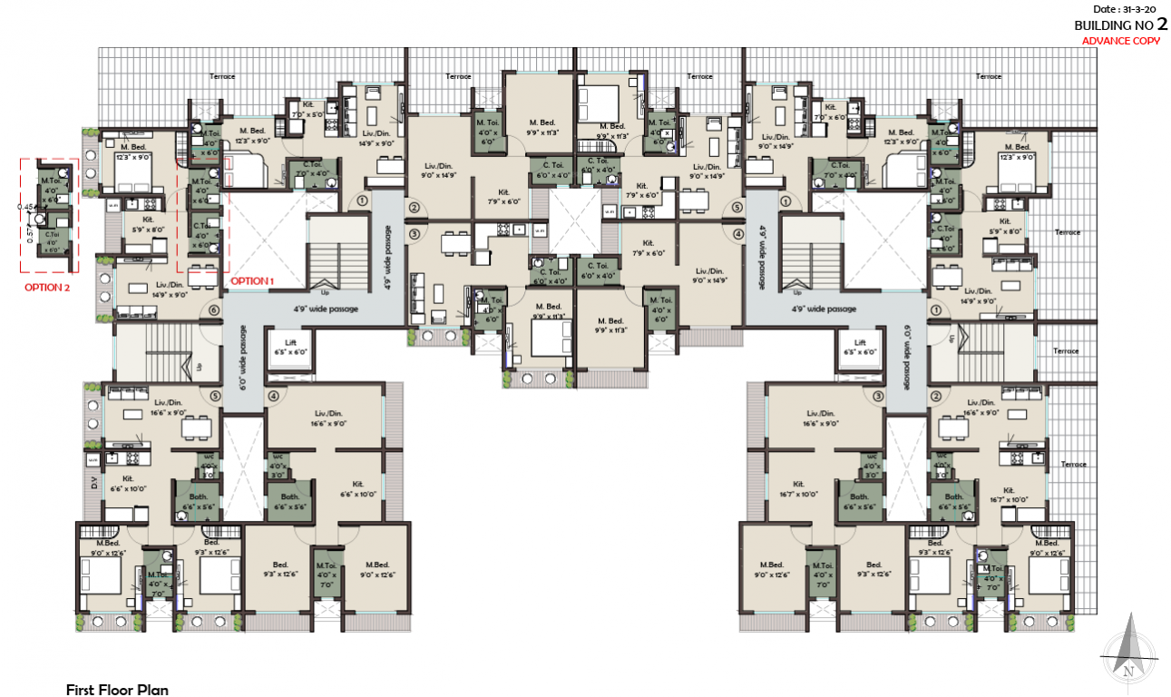 prithvi anand kuber complex Building 2 Cluster Plan for 1st Floor