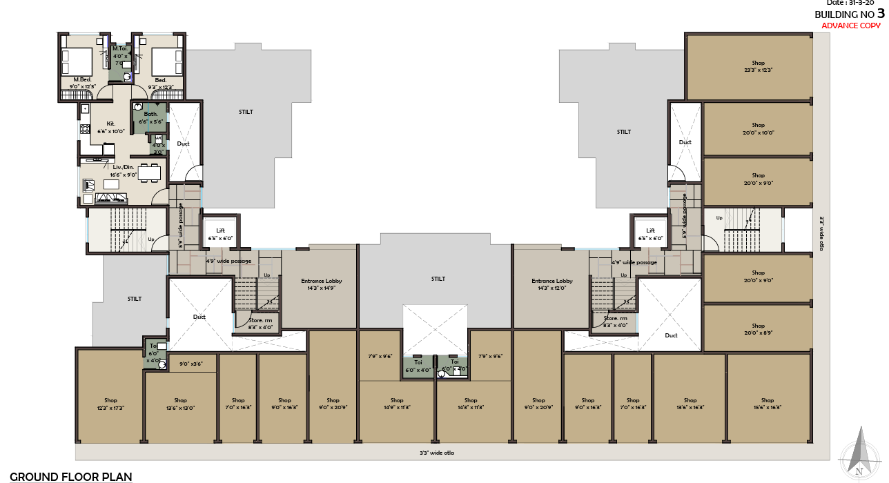  prithvi anand kuber complex Building 3 Cluster Plan for ground Floor