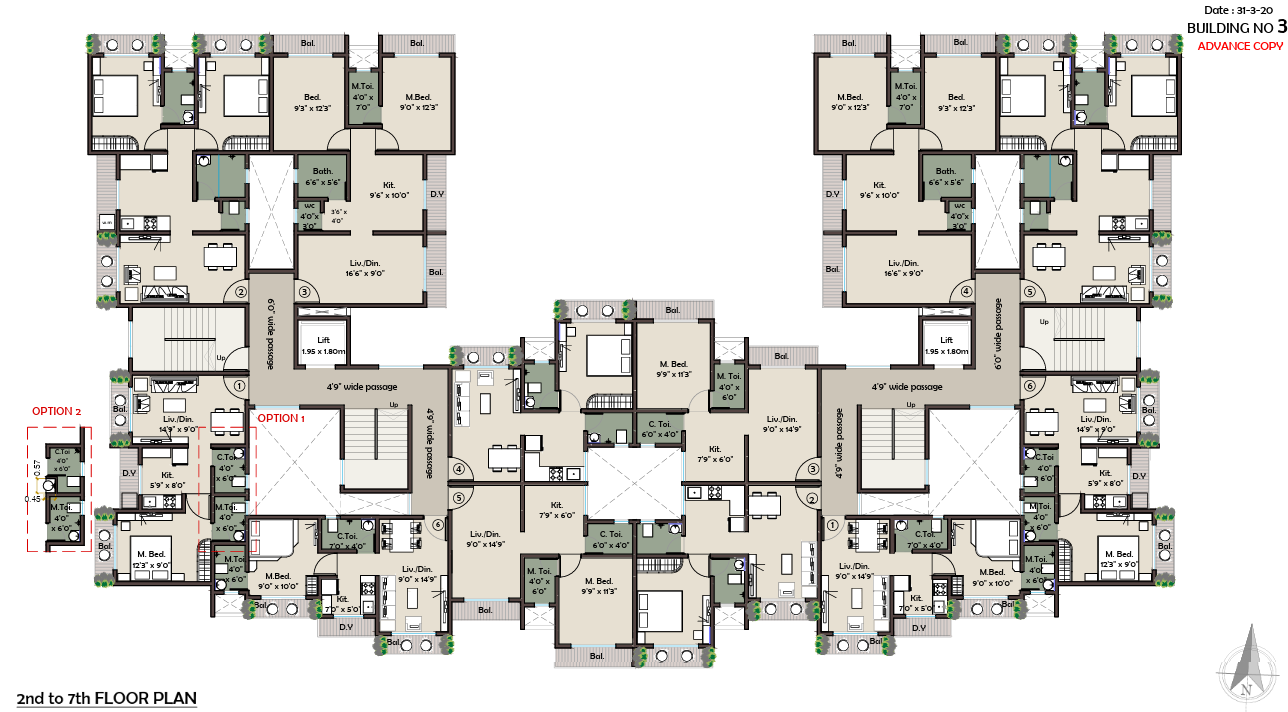  prithvi anand kuber complex Building 3 Cluster Plan from 2nd to 7th Floor