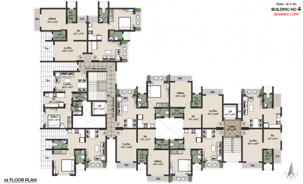  prithvi-anand-kuber-complex Building 4 Cluster Plan for 1st Floor