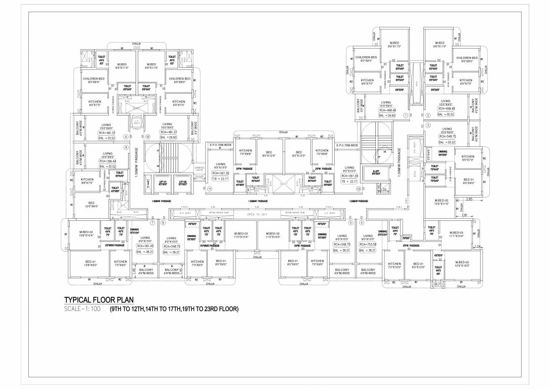  classic Classic Cluster Plan from 9th to 23th Floor