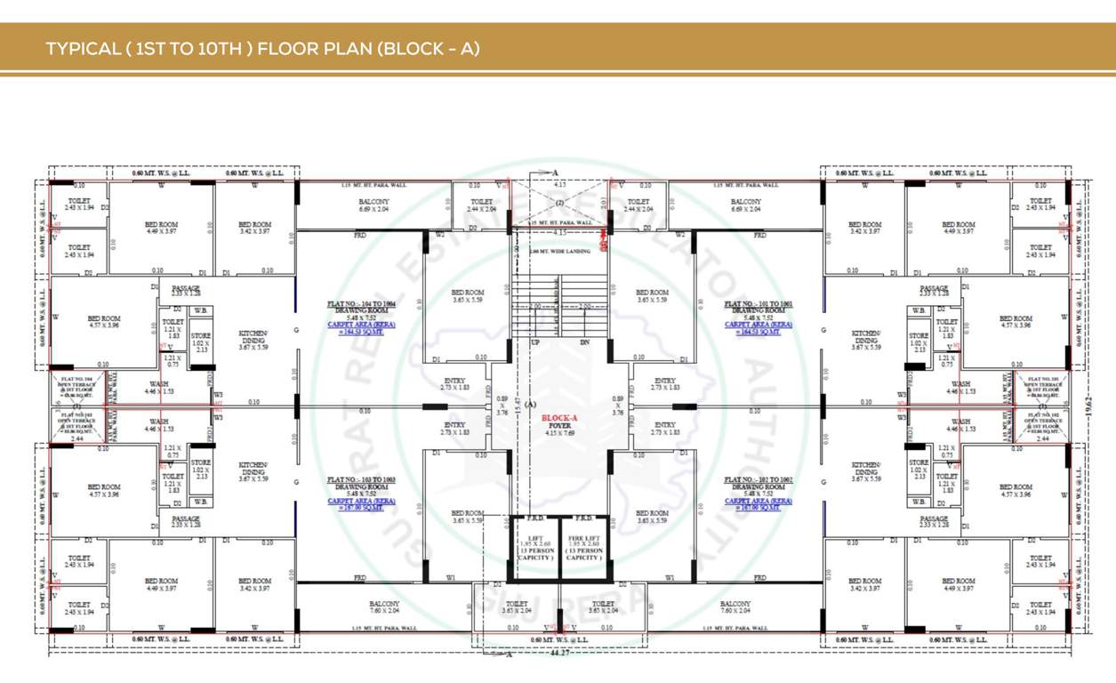  shreevas homes Block A Cluster Plan from 1st to 10th Floor