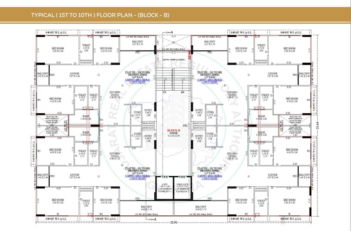  shreevas homes Block B Cluster Plan from 1st to 10th Floor