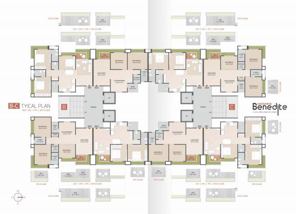  benedite Block B And C Cluster Plan for  Typical Floor
