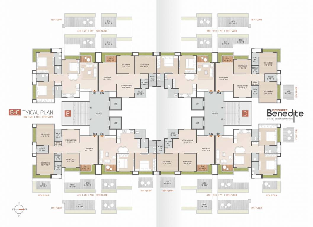 benedite Block B And C Cluster Plan for Typical Floor
