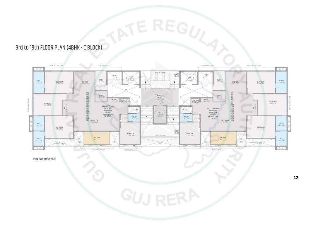  the gate x Block C Cluster Plan from 3rd to 19th Floor