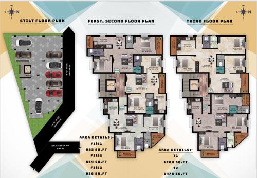  springdale-flats Springdale Flats Cluster Plan from ground to 3rd Floor