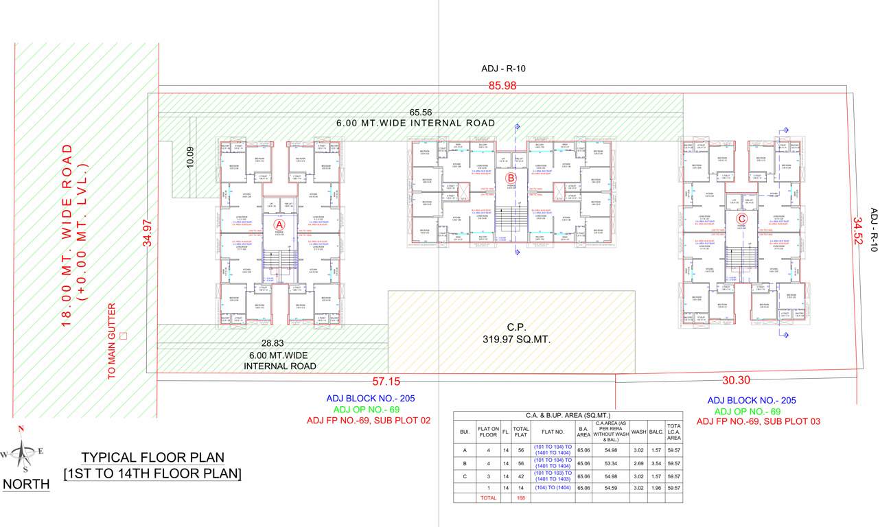 shree laxmi puja heights A To C Cluster Plan From 1st To 14th Floor