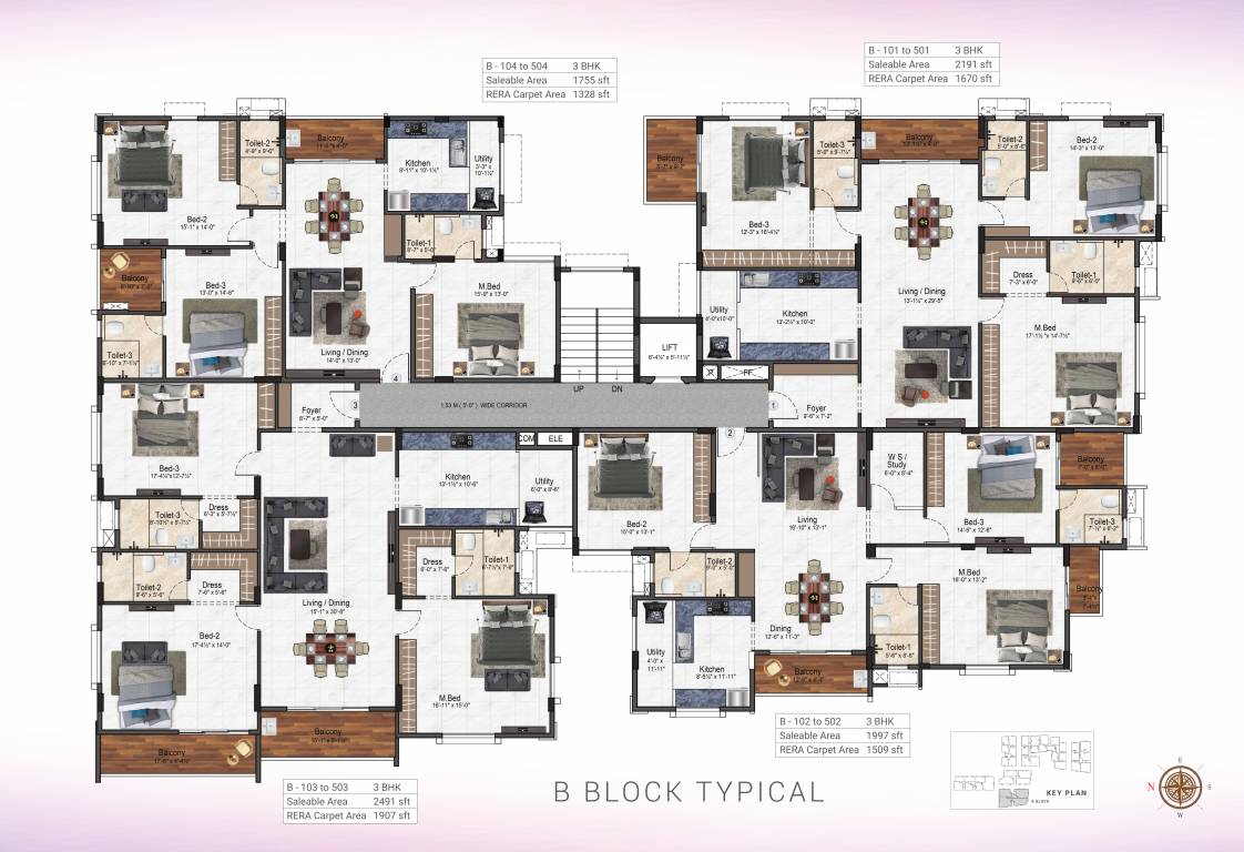 gagan Block B Cluster Plan from 1st to 5th Floor