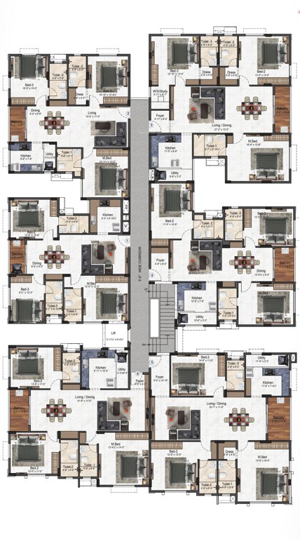  gagan Block F Cluster Plan from 1st to 5th Floor