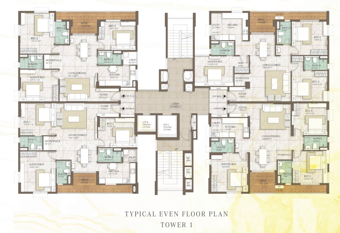  jewel Tower 1 Typical Floor Cluster Plan