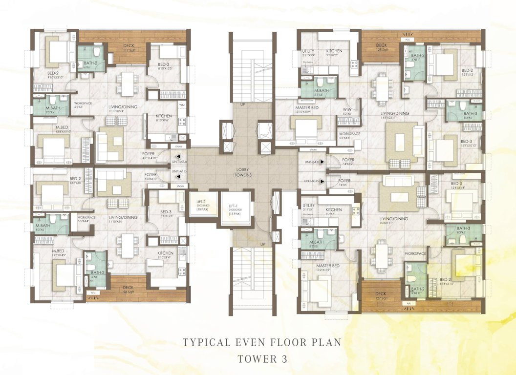  jewel Tower 3 Typical Floor Cluster Plan