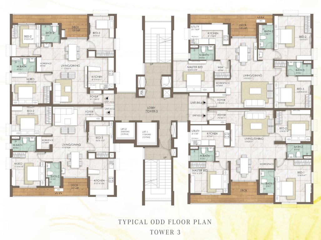  jewel Tower 3 Typical Floor Cluster Plan
