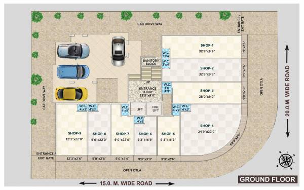  corner Corner Cluster Plan for ground Floor