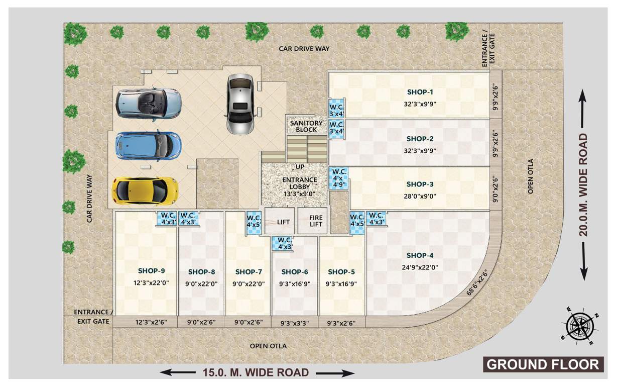  corner Corner Cluster Plan for ground Floor