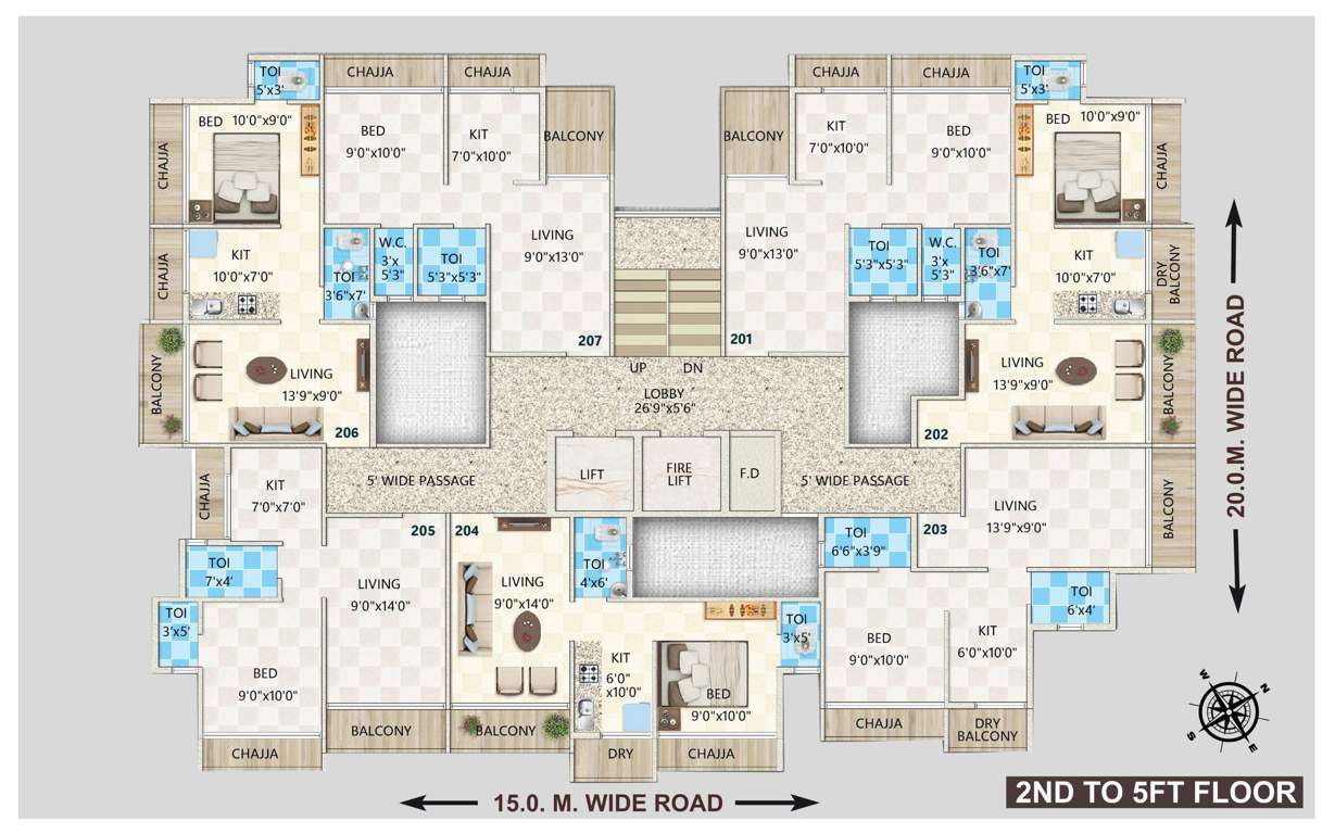  corner Corner Cluster Plan from 2nd to 5th Floor