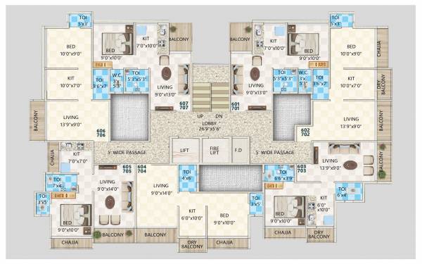  corner Corner Cluster Plan from 6th to 7th Floor