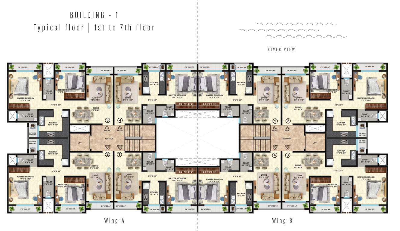  flamingo residency Flamingo Residency Bldg No 1 A Wing Cluster Plan