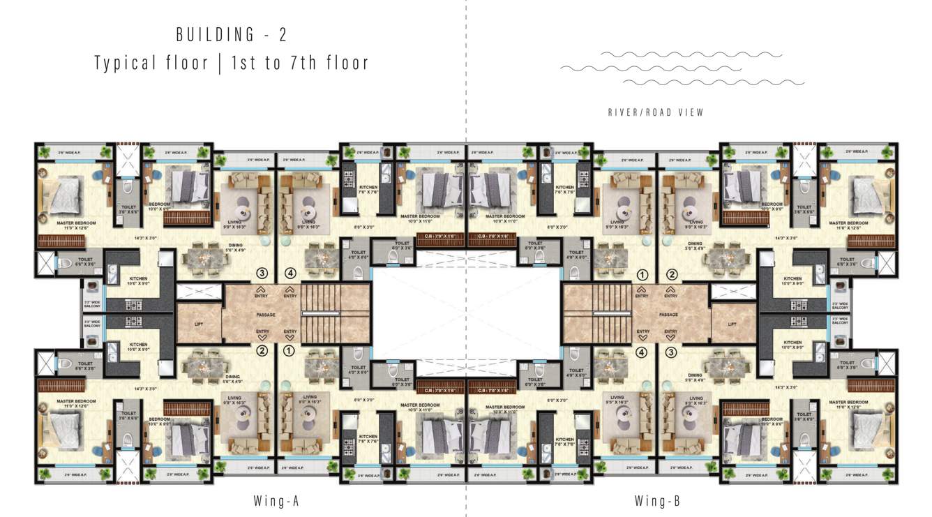  flamingo residency Flamingo Residency Bldg No 1 A Wing Cluster Plan