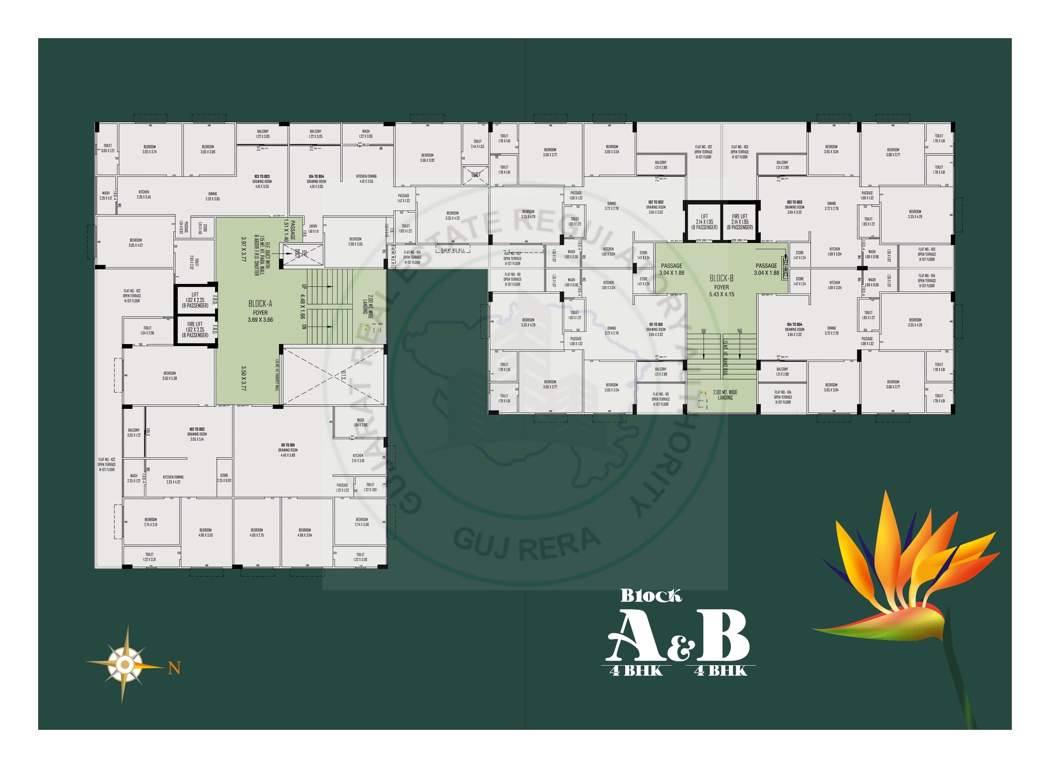  altezza eva Block A  And Block B  Typical Cluster Plan
