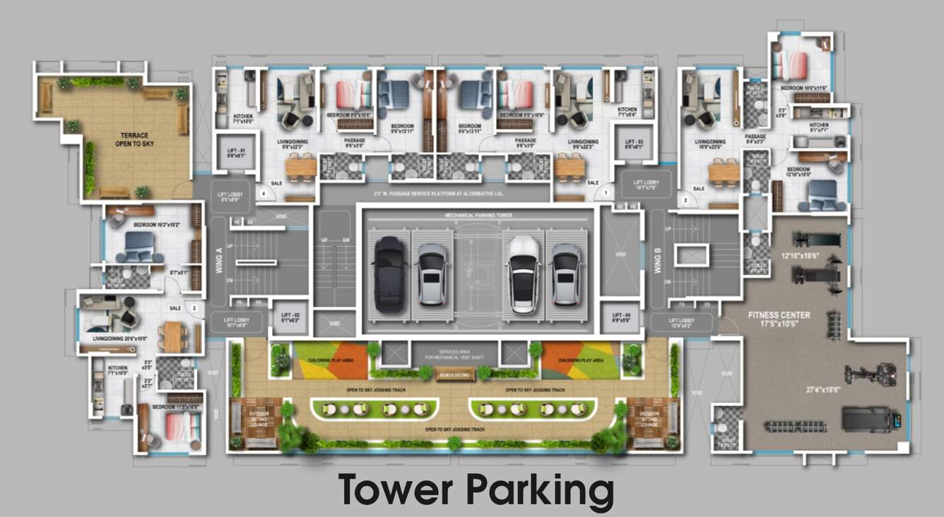  naumi shresht Wing A And B Tower Parking Cluster Plan