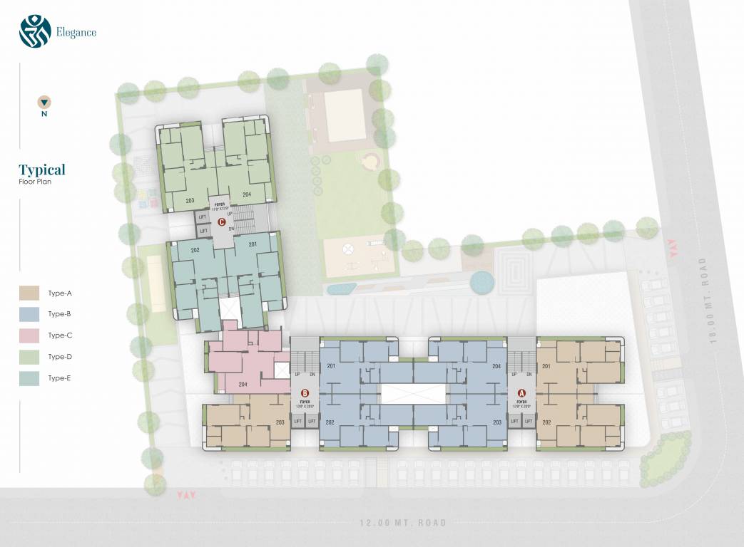  om elegance Block A To C Typical Cluster Plan